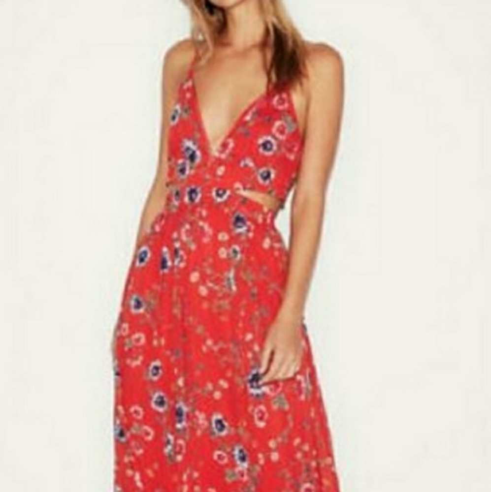 Express Floral Maxi Dress with Cut-outs